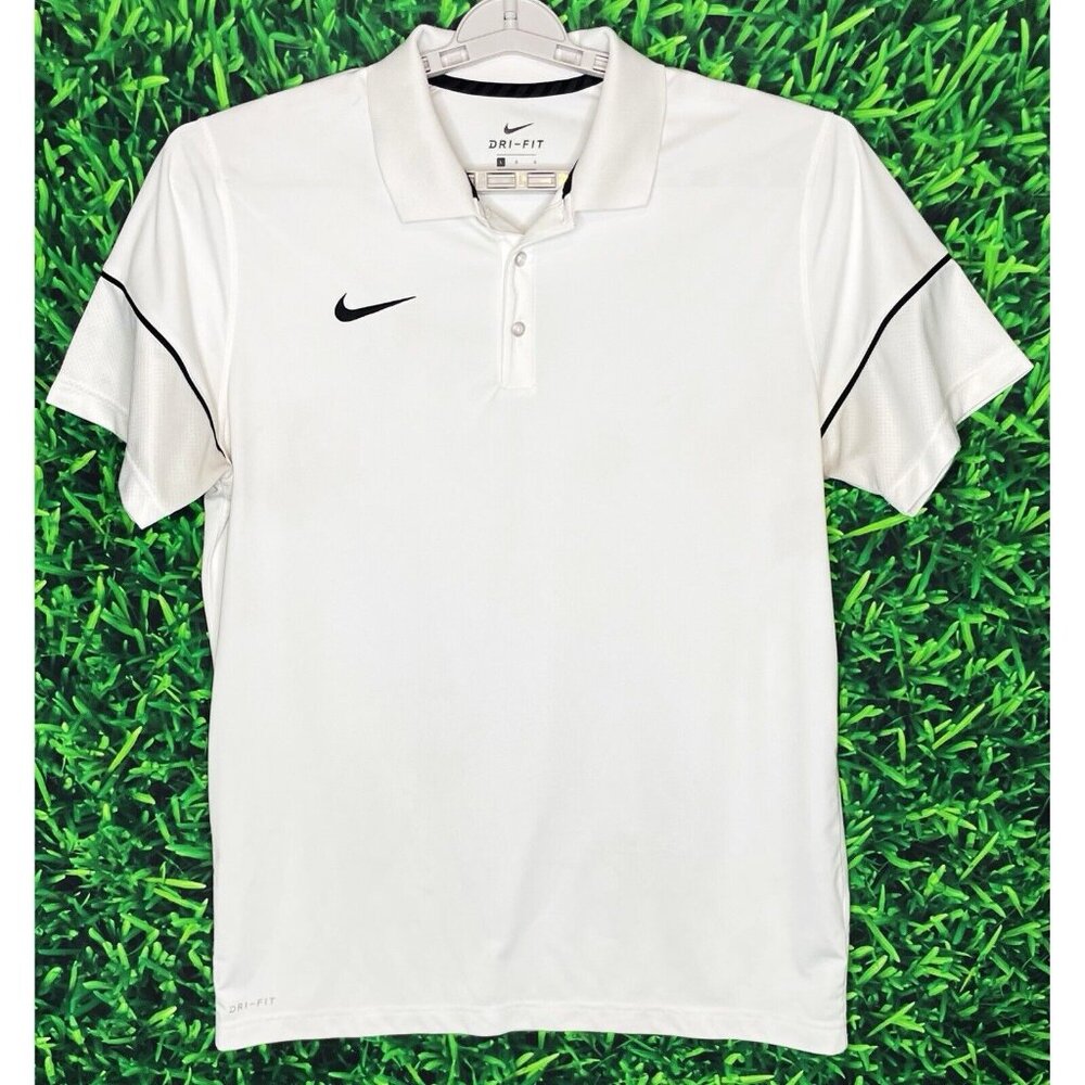 Nike Dri-Fit Golf Men’s Large Short Sleeve Stretch Solid White Polo Shirt - Picture 2 of 4